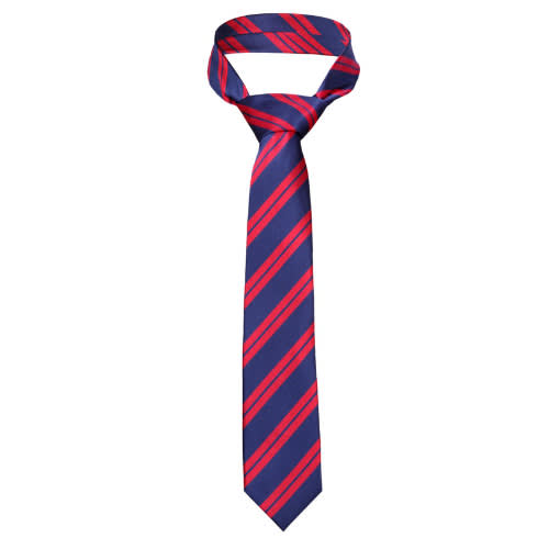 StripedTie & Pocket Square - Red & Blue