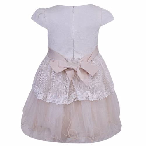 Girls Mesh Tulle Dress - Beige