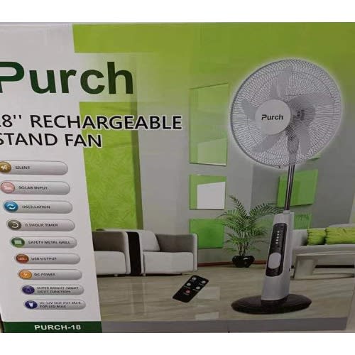 Purch Rechargeable Stand Fan With Remote Control + USB port -  18"