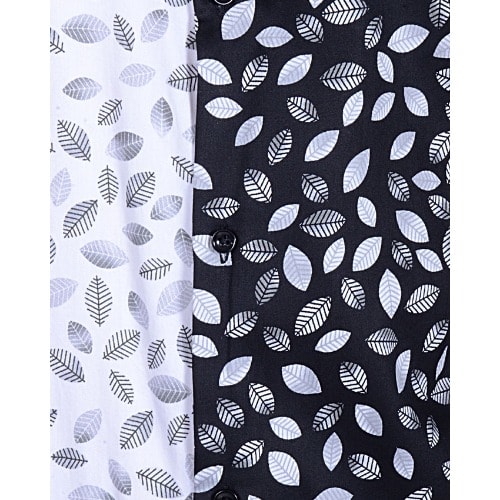 Leaf Print Shirt- White & Black-msht-2159