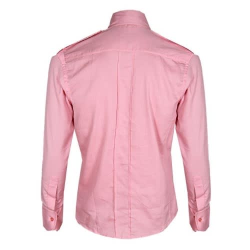 Long Sleeve Stripe Aviation Shirt - Pink - Msht-2534