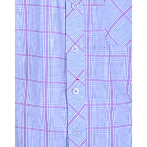 Striped Short Sleeve Shirt- Blue And Lilac- Msht-1609