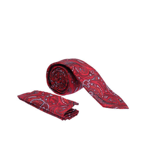 Paisley Tie & Pocket Square - Red Multicolour