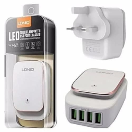 Ldnio 4-usb Ports Auto Id Mobile Charger With Led Touch Lamp