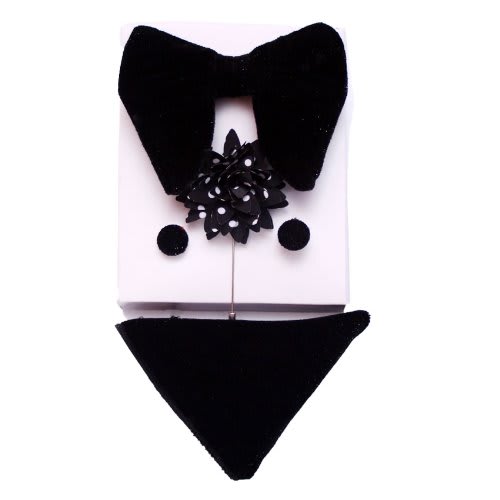 Butterfly Bow Tie and Lapel Pin- Black
