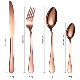Cutlery Set With Wooden Box - Rose Gold - 48pcs