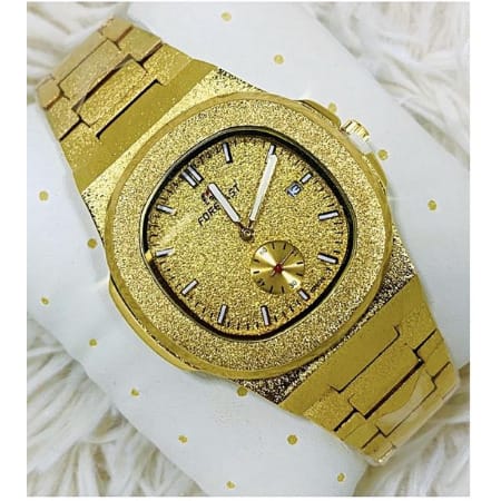 Men's Sprayed Iced Stones Bracelet Watch -Gold