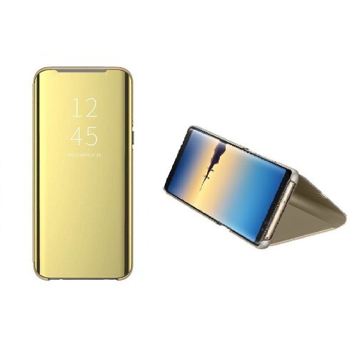 Standing Clear View Protective Flip Case Pouch For Samsung Galaxy Note 5 - Gold