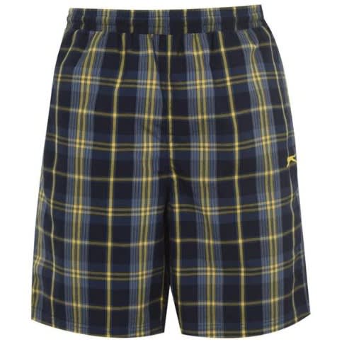 Graphic Checkered Shorts -Navy Blue & Yellow