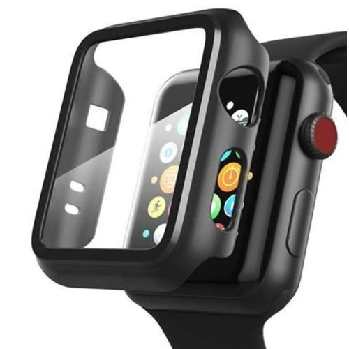 Case With Built-in Tempered Glass Screen Protector 38mm-Black