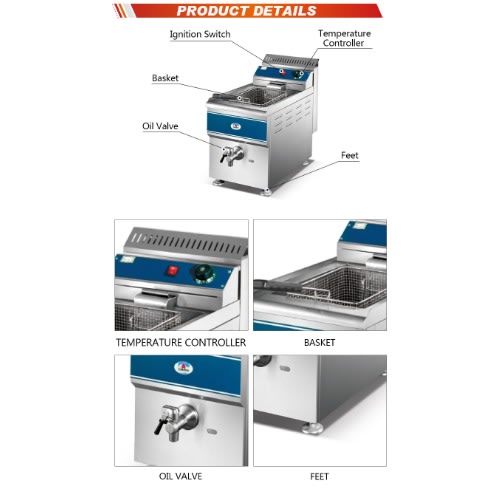 18l Hgf-779 1-tank 1-basket Table Top Gas Fryer