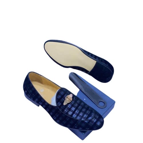 Dark Blue Pattern Leather Shoe