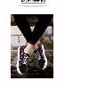 Men's Print Canvas Casual Lace Up Sneakers - Black/ Red