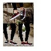 Men's Print Canvas Casual Lace Up Sneakers - Black/ Red