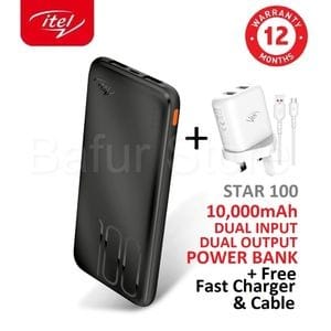 Fast Charging Power Bank - 10000mAh 2.1a  + 2.4a Fast Charger
