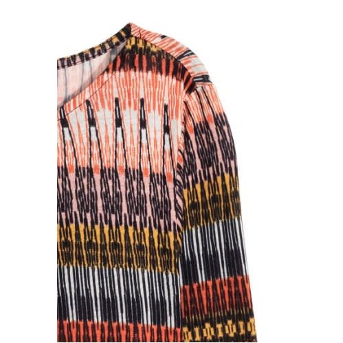 Patterned Long Sleeved Jersey Top-coral