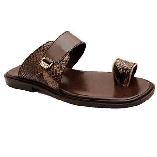 Toehold  Skin Slippers - Dark Brown