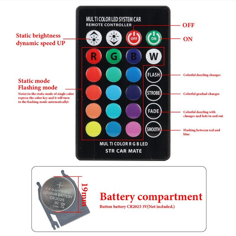 2pcs T10 W5w RGB LED Bulb 12SMD COB Canbus 194 168 Car With Remote Controller Flash/Strobe Reading
