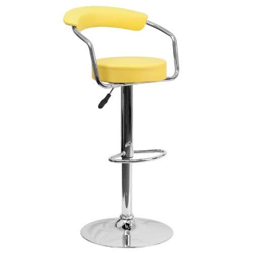 Adjustable Swivel Metal Bar Stool - Yellow