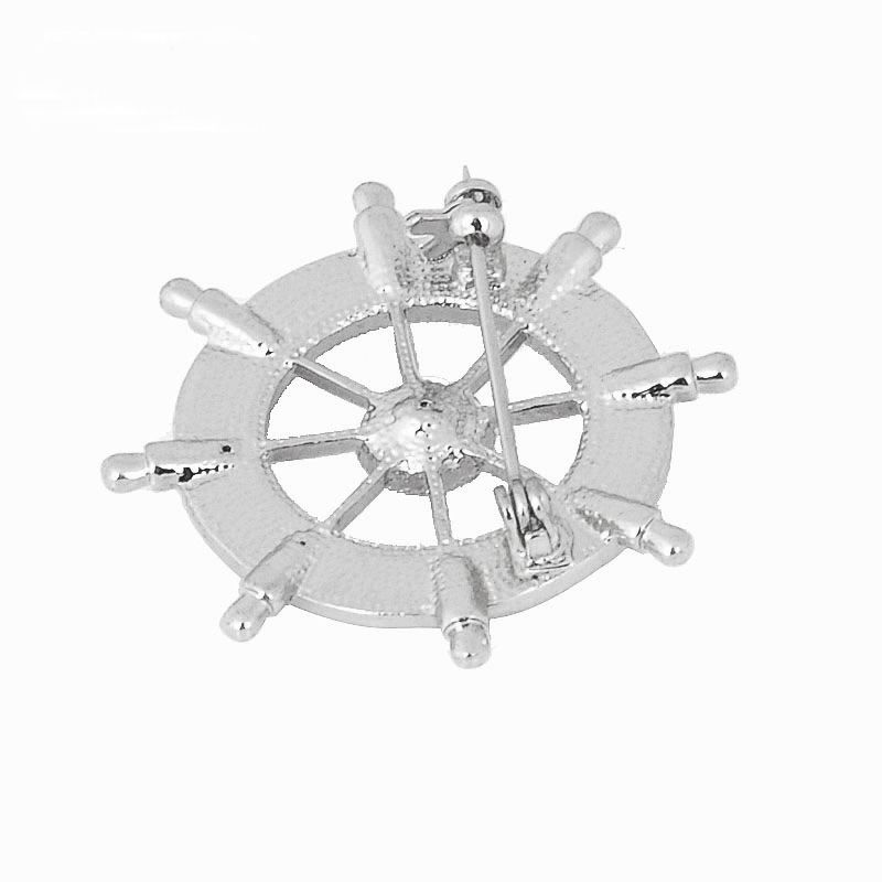 Unisex Rudder Crystal Rhinestone Brooch Pin Bouquet Jewelry Gift