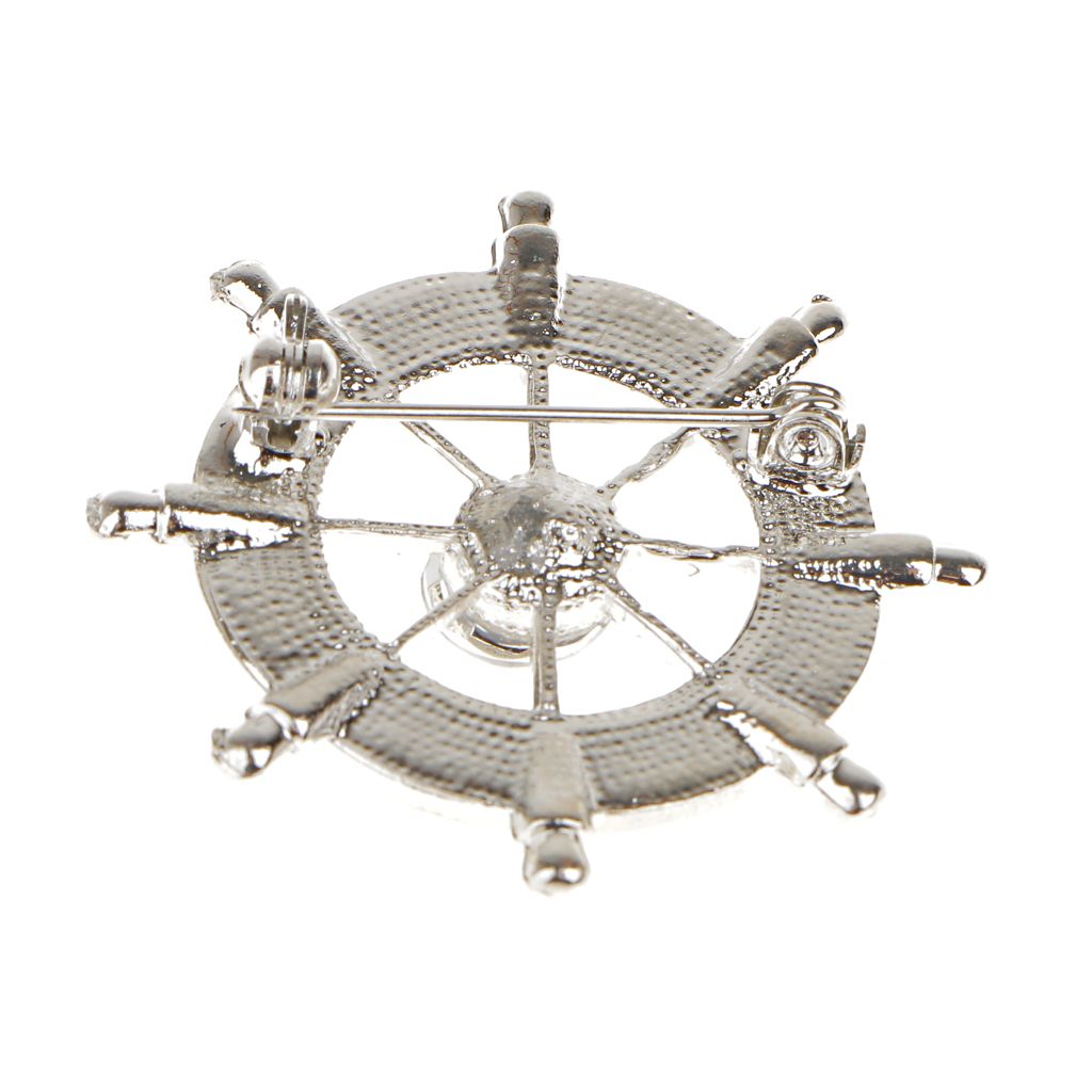 Unisex Rudder Crystal Rhinestone Brooch Pin Bouquet Jewelry Gift