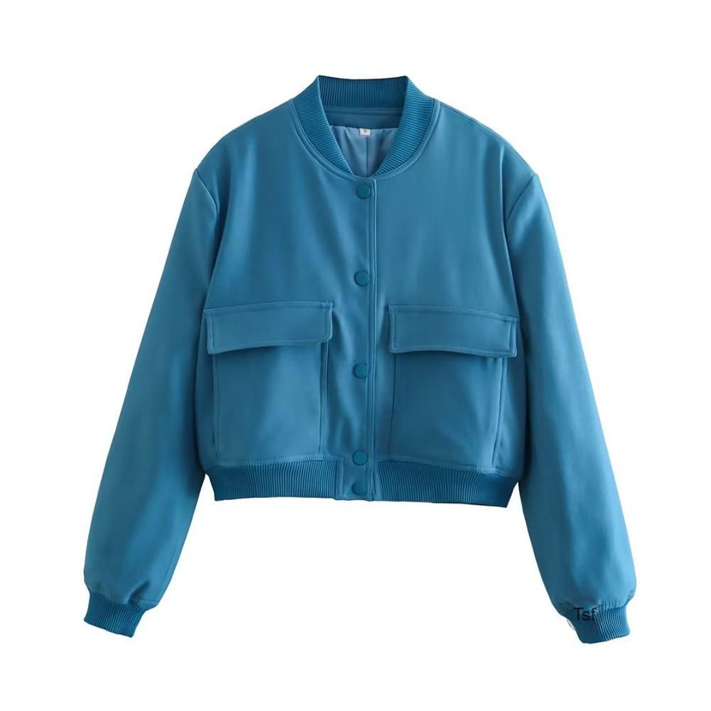 Women's Cropped Jacket With 2 Large Pocket Thicken