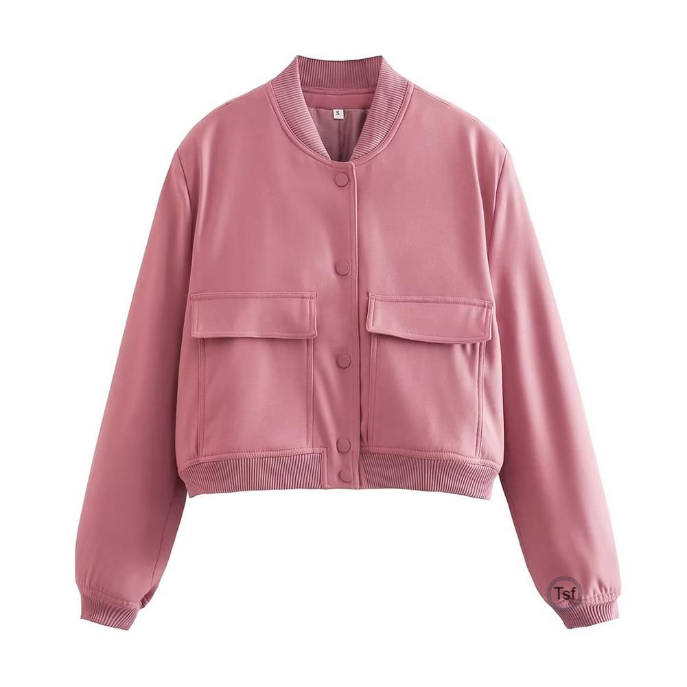Women's Cropped Jacket With 2 Large Pocket Thicken