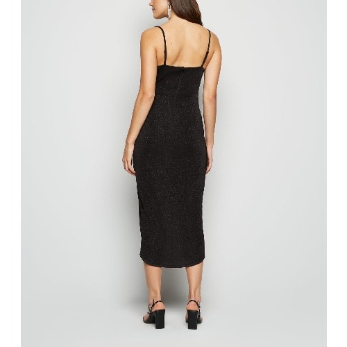 Glitter Sparkle Midi Dress - Black