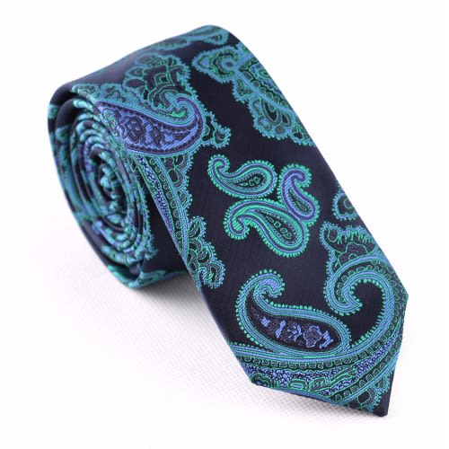Print Silk Tie - Black & Blue