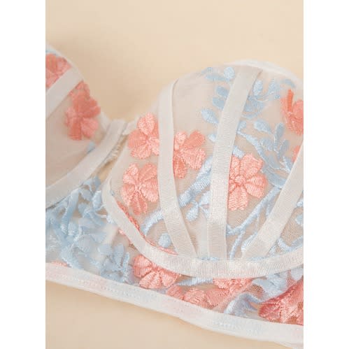 Sexy Floral Lingerie  - White