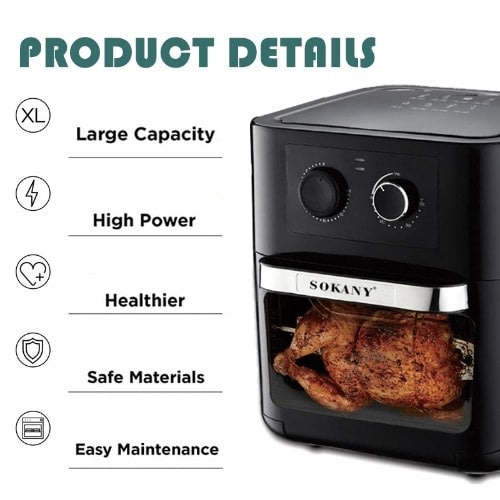 10l Large Capacity Air Fryer With Nonstick Pan