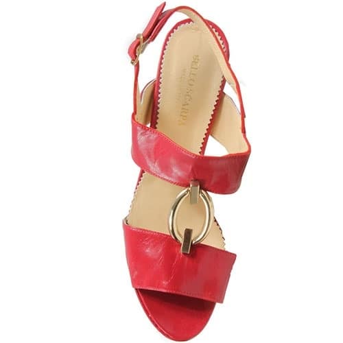 Bello Scarpa Red Sandals With Gold Accessory