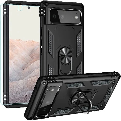 Google Pixel 6 Rugged Protective Back Cover Case - Black