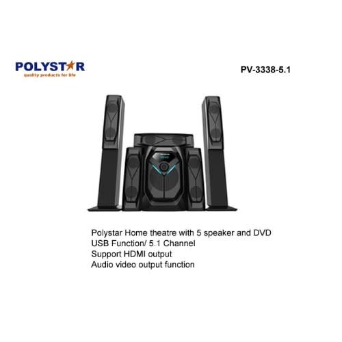 Powerful  Home Theatre System 5 Speaker With Dvd - Pv-3338-5.1