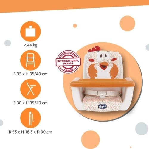 Mode Booster Seat - Baby Feeding Chair With 3-height Adjustments & Safety Belt