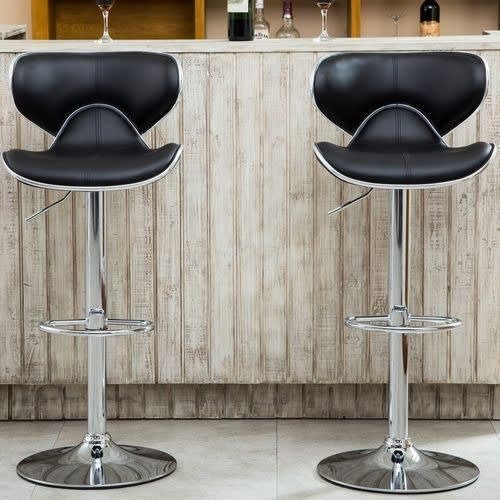 Swivel Adjustable Bar Stool - Set Of 2 - Black