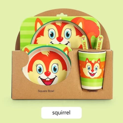 Squirrel Bamboo 5Piece Dinnerware Set