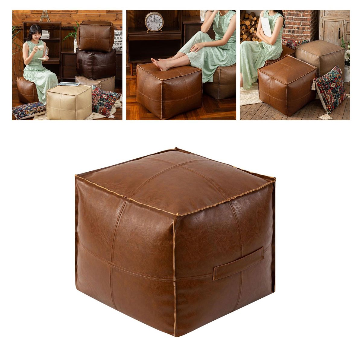 Footstool Without Inner Filling For Bedroom Kids Room Foot Orange