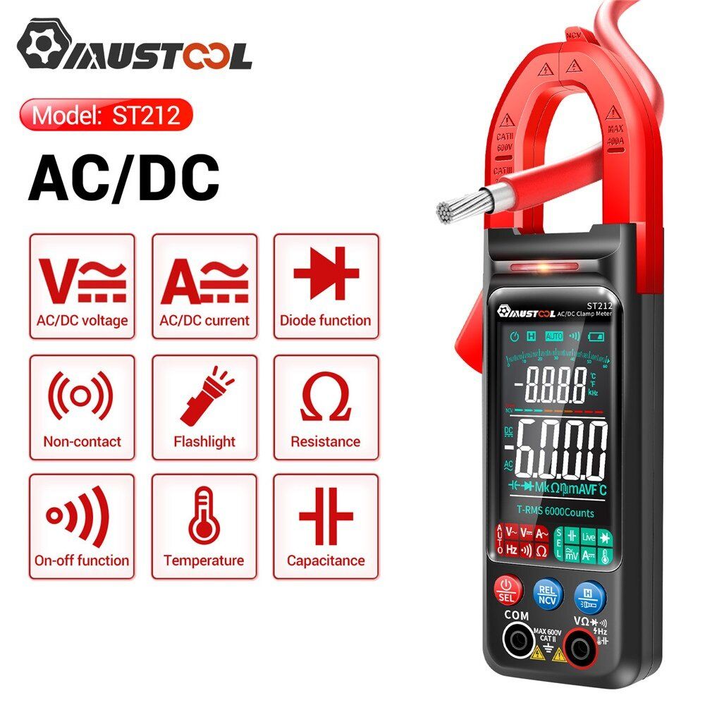 MUSTOOL ST212 AC/DC Current Voltage Digital Clamp Meter