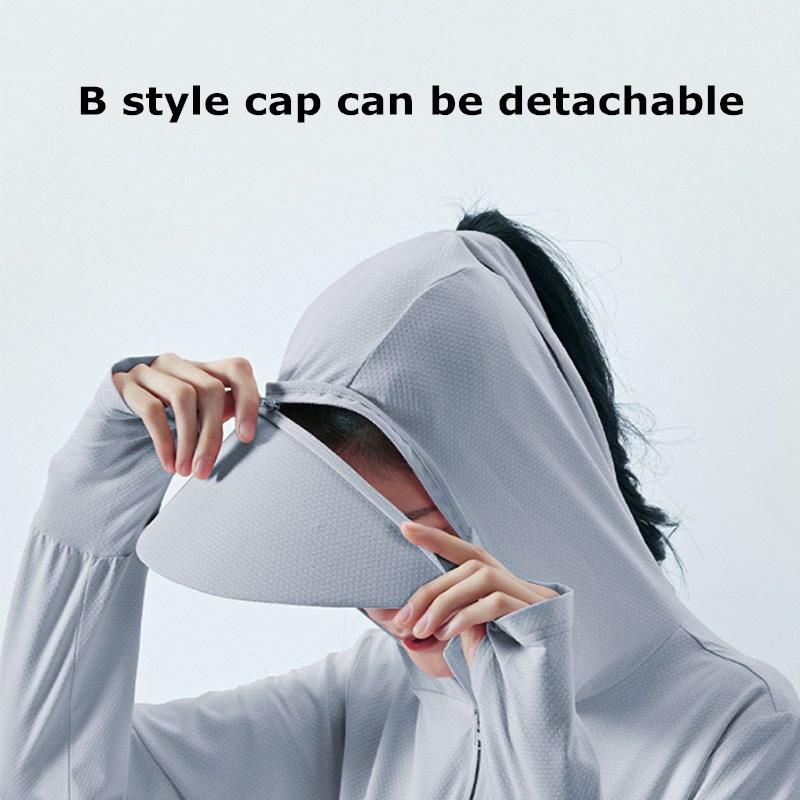 Summer Sunscreen Clothes Men Women Outdoor Riding Fishing Sports Sun UV Protection Clothing Ice Silk Breathable Hooded Shirt