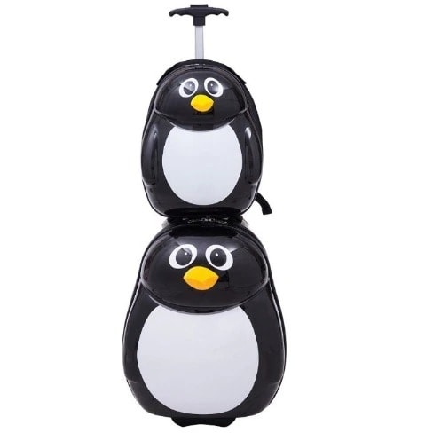 Kid's Penguin Travel Trolley Luggage Suitcase & Backpack - 2 Piece Set - 13" 16"