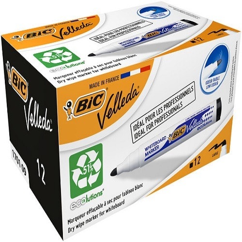 BIC  - Dry wipe  -  Veleda 1701 - Eco Box - 12 Pieces - Black
