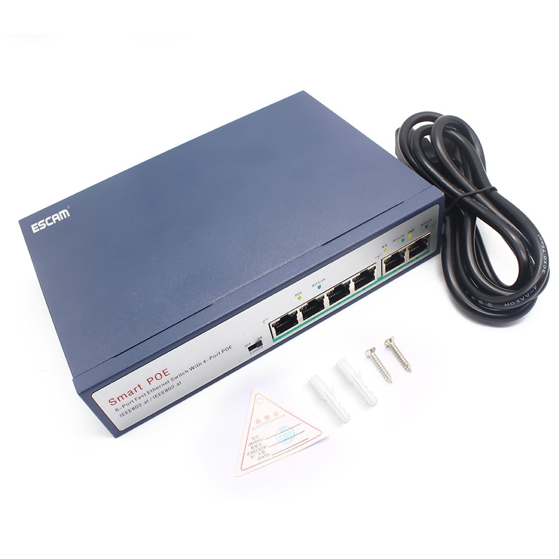 ESCAM POE 4+2 6-Port Network Switch