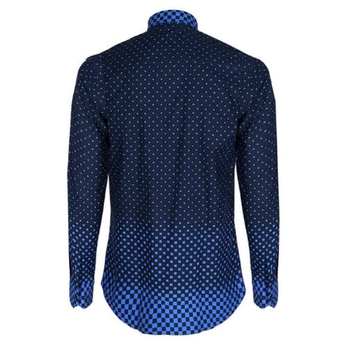 Men's Polka Dot & Drafted Shirt - Navy Blue - Msht-4511