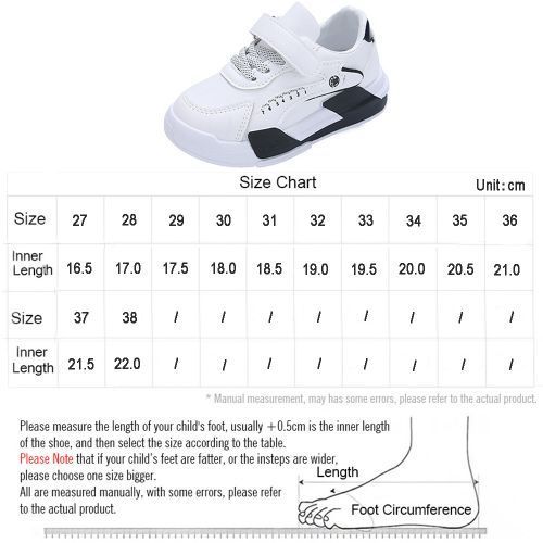 Children's Casual Lightweight Boys & Girls White Shoes Velcro Baby Sneaker Black
