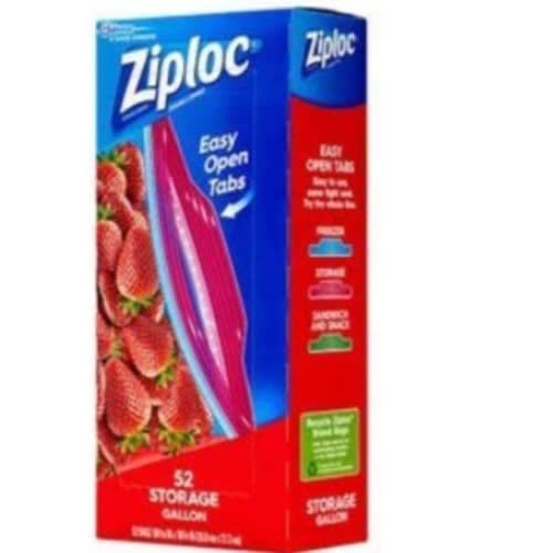 Ziploc Storage Bag - Gallon -26.8cm X 27.3cm -52 Pieces