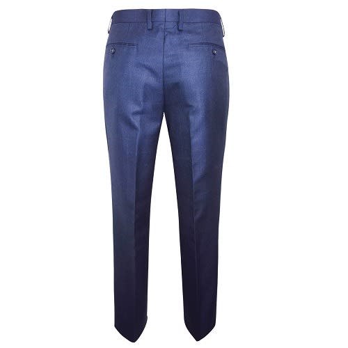 Men Navy Tailored Fit Flat Front Trousers