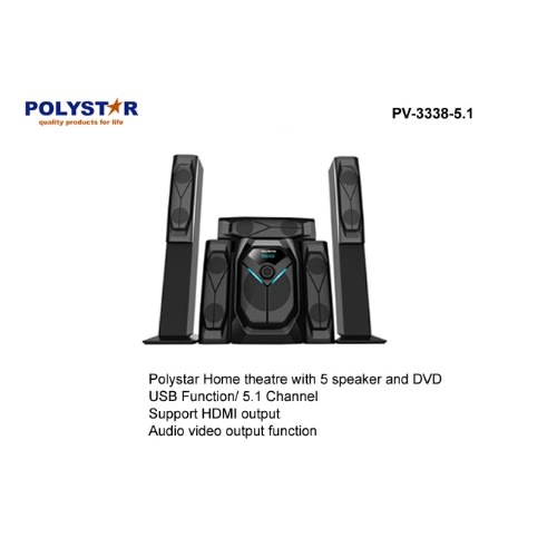 Home Theatre System 5 Speaker With Dvd - PV-3338-5.1