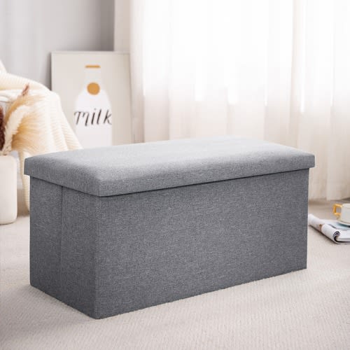 Ottoman Rectangle Storage Organizer  - 78cm- Grey