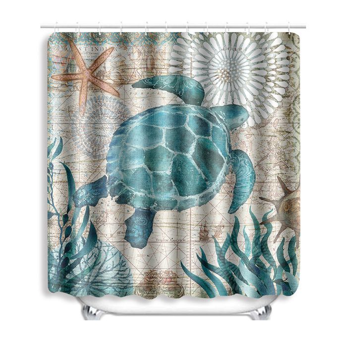 Turtles Printed Pattern Bathroom Shower Curtain